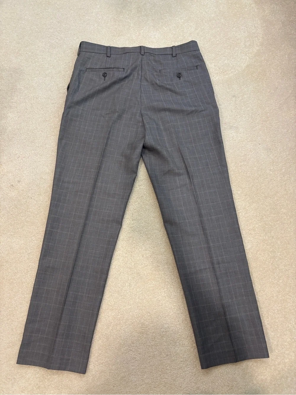 Perry Ellis Plaid Gray Brown Dress Pants Size 34